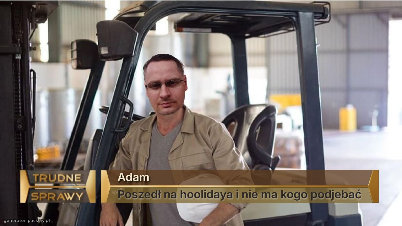 Adam
Poszedł na hoolidaya i nie ma kogo podjebać