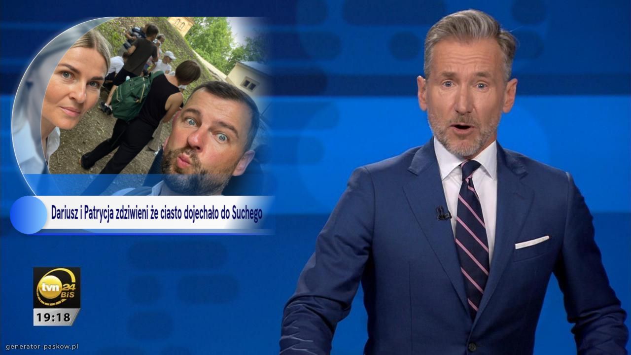 Dariusz i Patrycja zdziwieni że ciasto dojechało do Suchego