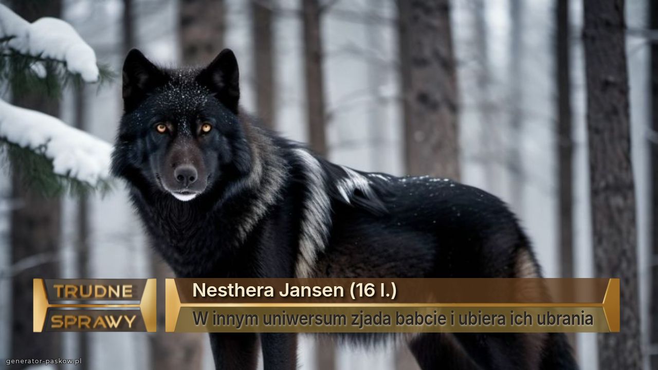 Nesthera Jansen (16 l.)
W innym uniwersum zjada babcie i ubiera ich ubrania