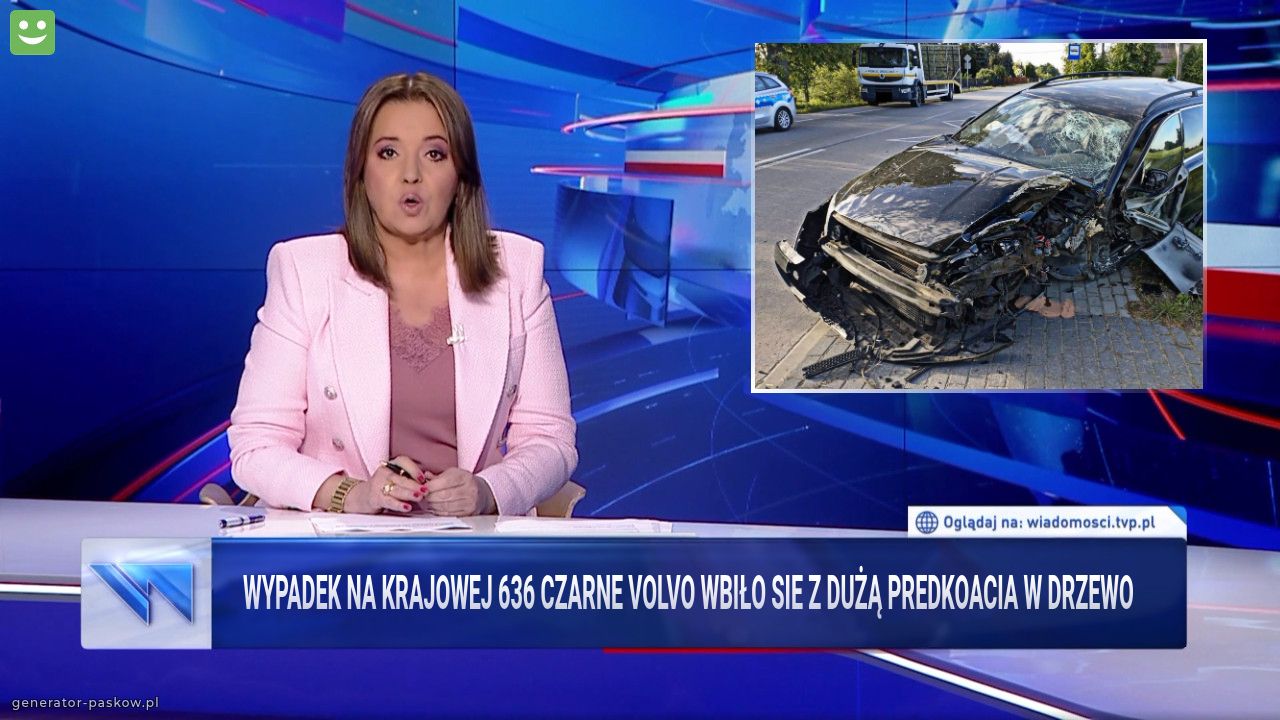 Wypadek na krajowej 636 czarne volvo wbiło sie z dużą predkoacia w drzewo 