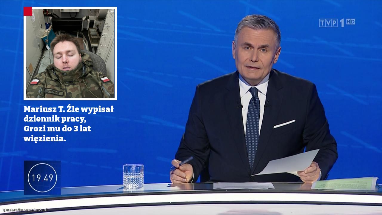 Mariusz T. Źle wypisał dziennik pracy, 
Grozi mu do 3 lat więzienia.