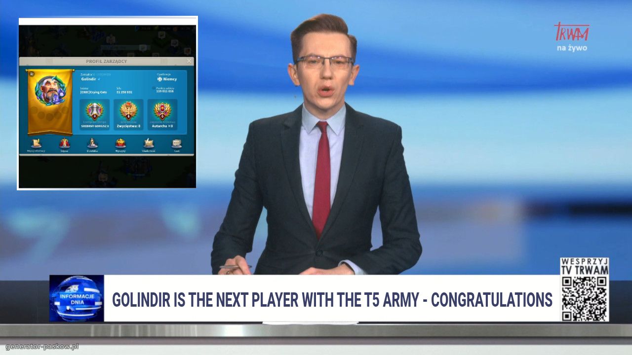 Golindir is the next player with the T5 army - congratulations