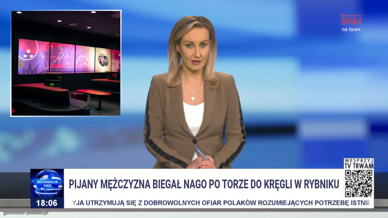 pijany mężczyzna biegał nago po torze do kręgli w rybniku