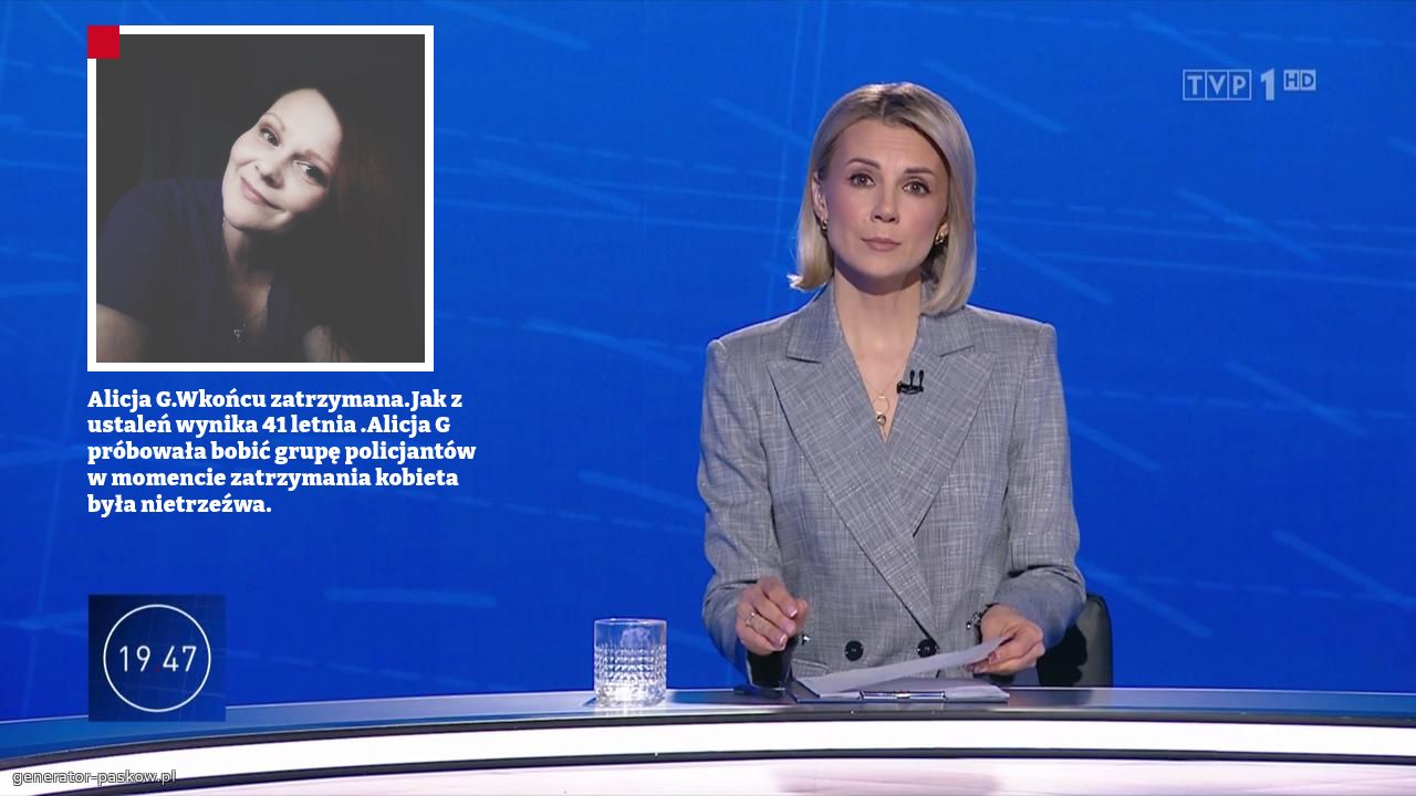 Alicja G.Wkońcu zatrzymana.Jak z ustaleń wynika 41 letnia .Alicja G próbowała bobić grupę policjantów w momencie zatrzymania kobieta była nietrzeźwa.