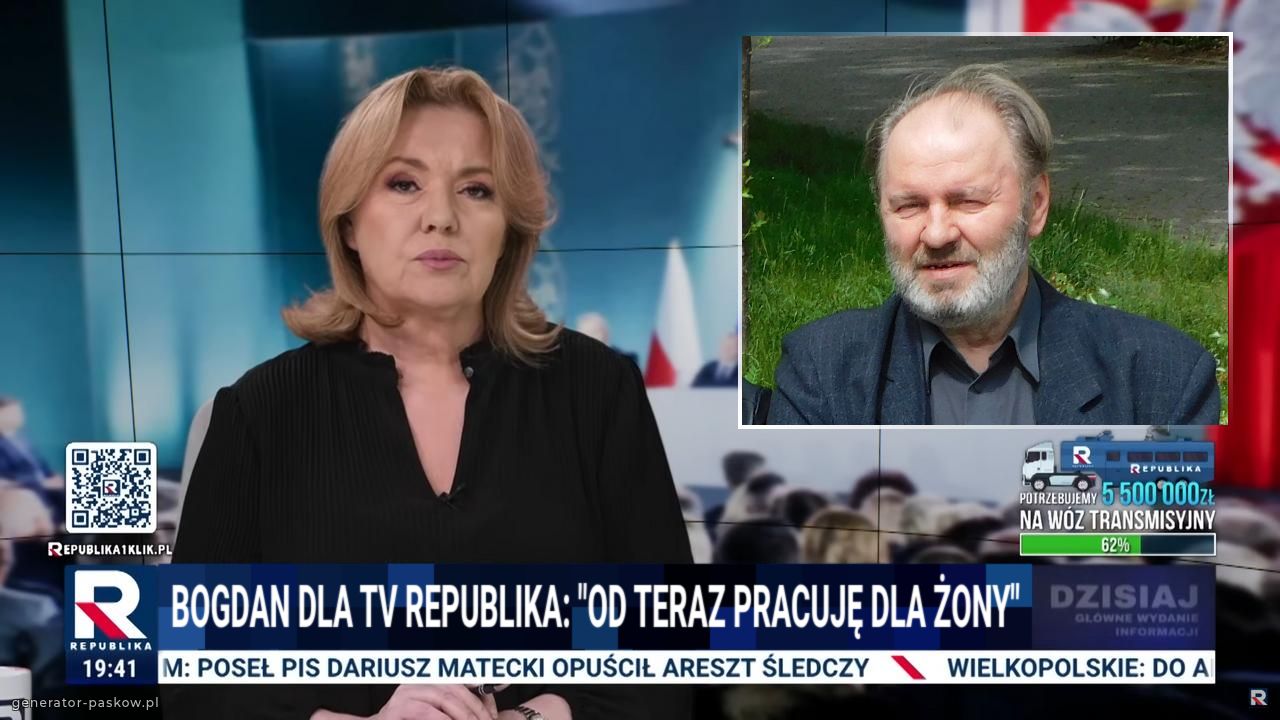 BOGDAN DLA TV REPUBLIKA: "OD TERAZ PRACUJĘ DLA ŻONY"