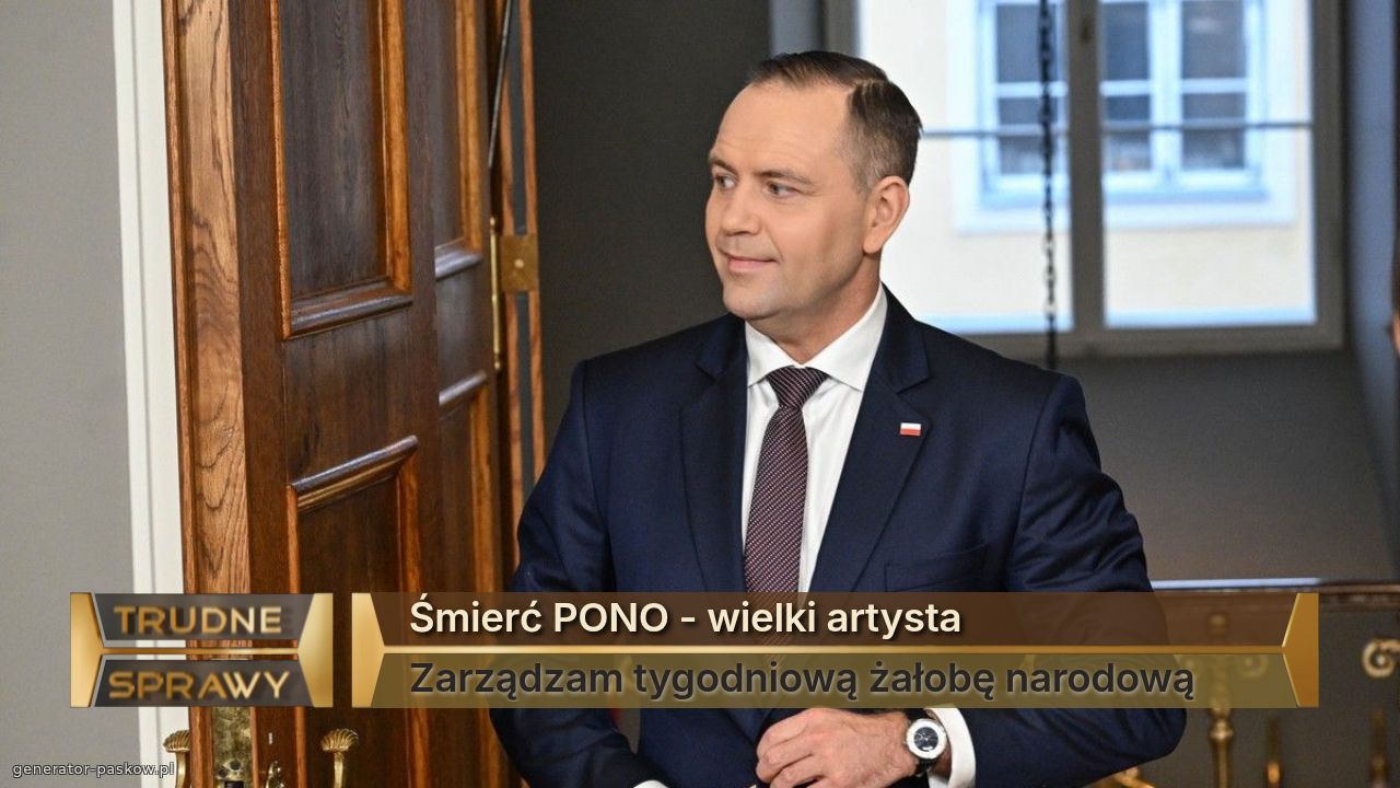 Śmierć PONO - wielki artysta
Zarządzam tygodniową żałobę narodową 