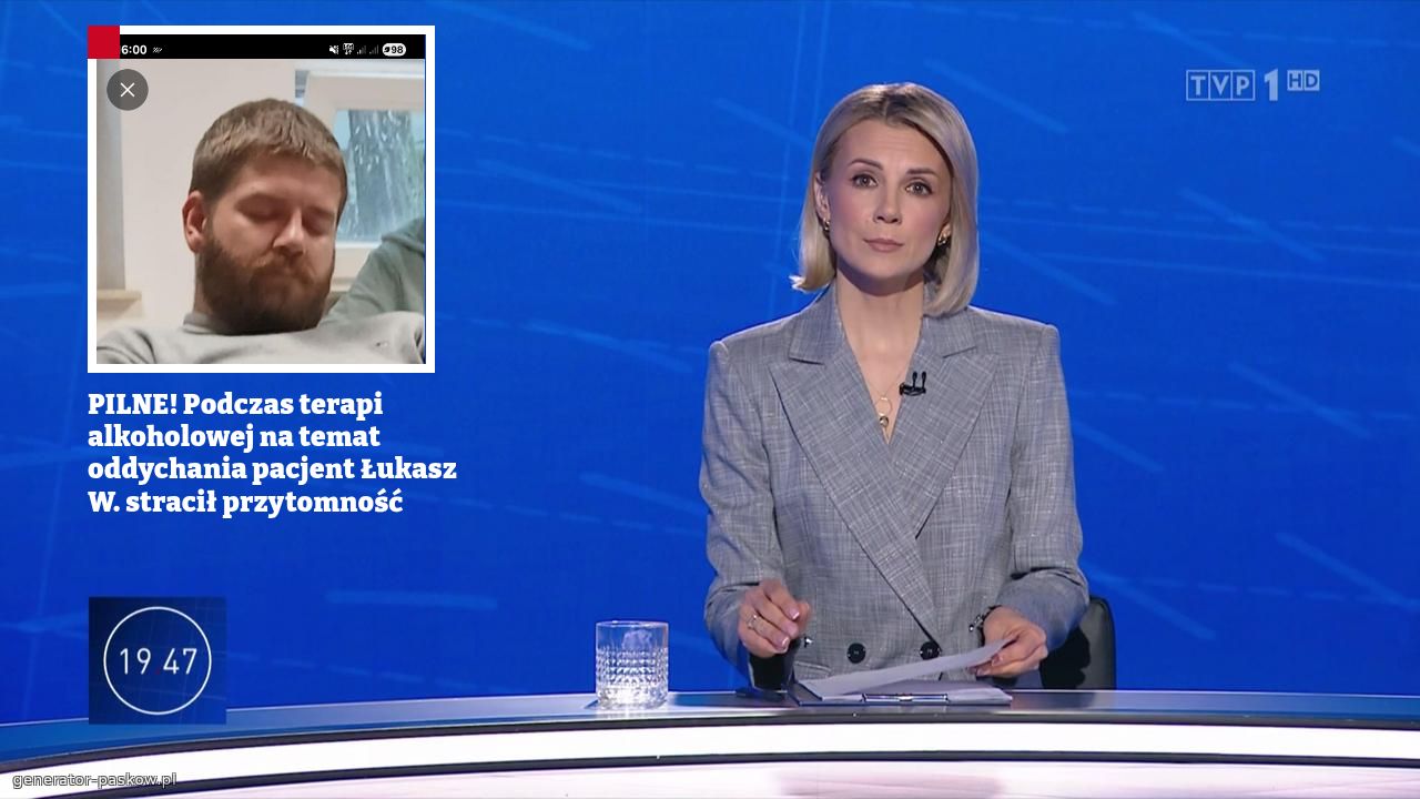 PILNE! Podczas terapi alkoholowej na temat oddychania pacjent Łukasz W. stracił przytomność 