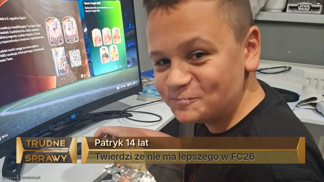 Patryk 14 lat
Twierdzi ze nie ma lepszego w FC26
