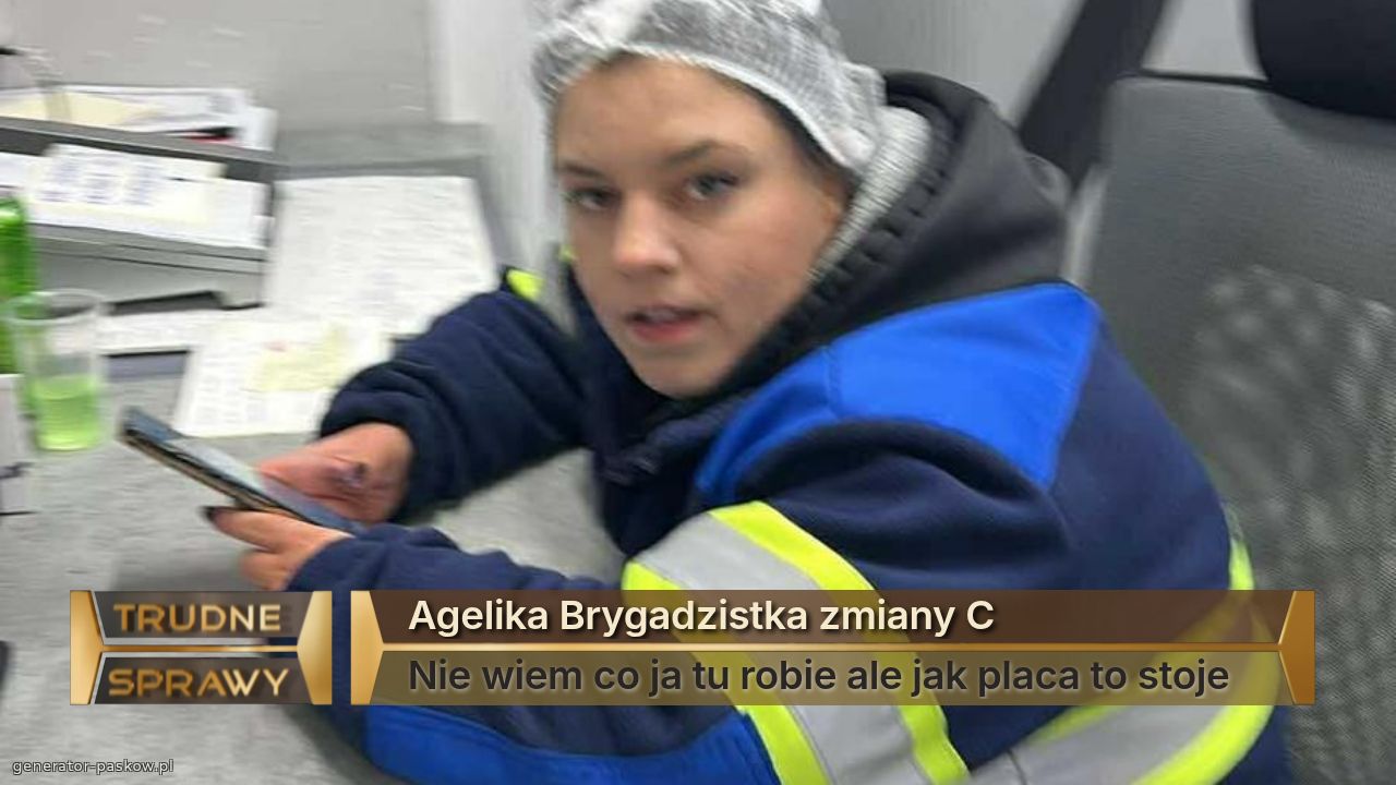 Agelika Brygadzistka zmiany C
Nie wiem co ja tu robie ale jak placa to stoje