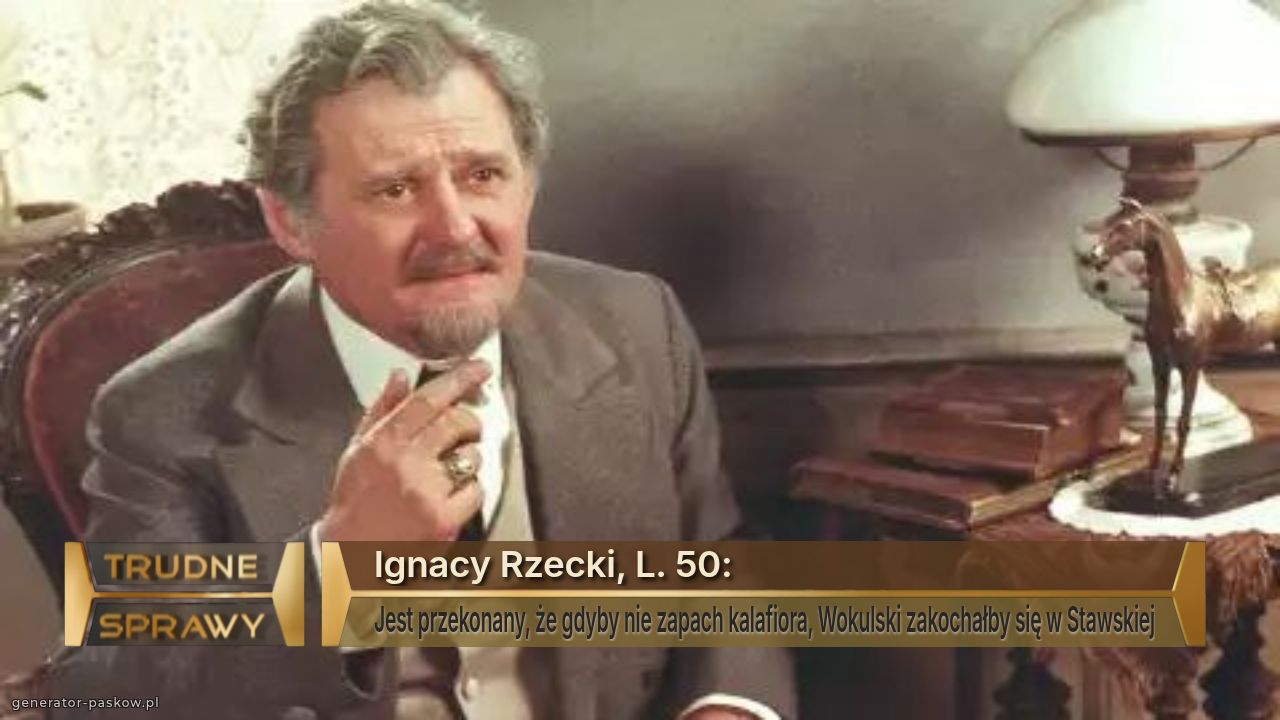 Ignacy Rzecki, L. 50:
Jest przekonany, że gdyby nie zapach kalafiora, Wokulski zakochałby się w Stawskiej