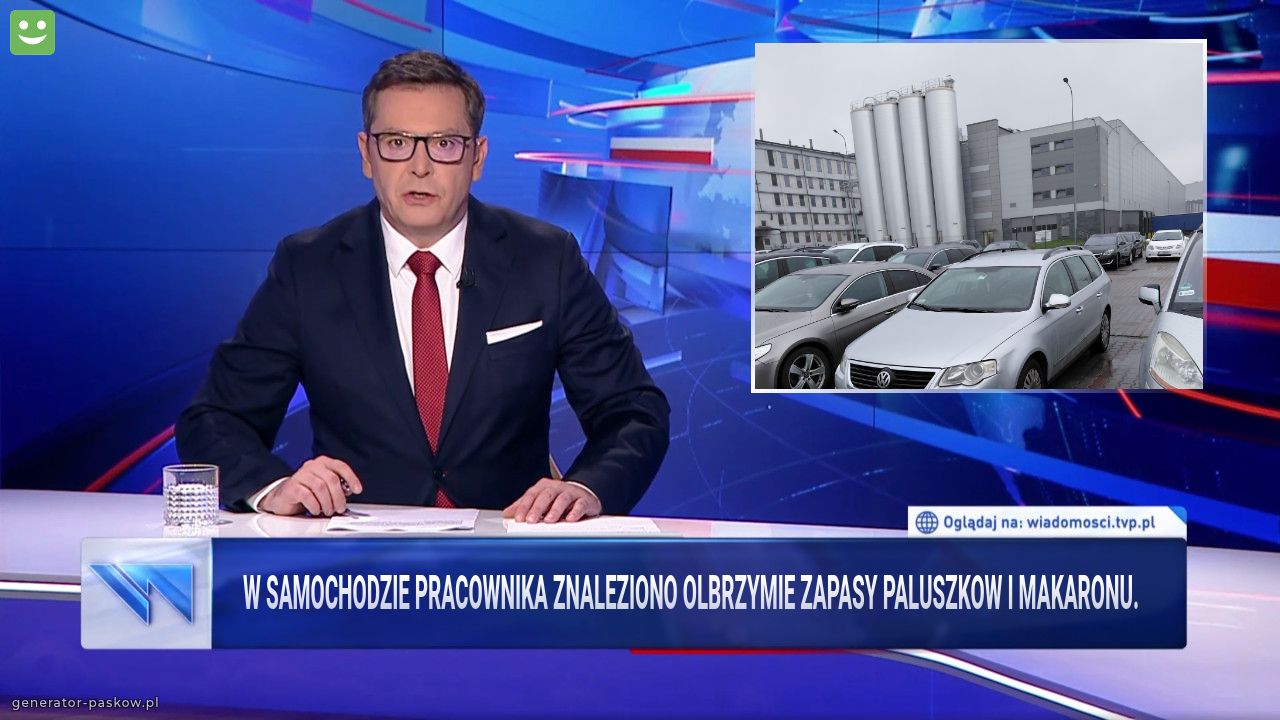 W samochodzie pracownika znaleziono olbrzymie zapasy paluszkow i makaronu.