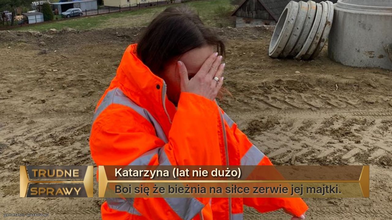 Katarzyna (lat nie dużo)
Boi się że bieżnia na siłce zerwie jej majtki.