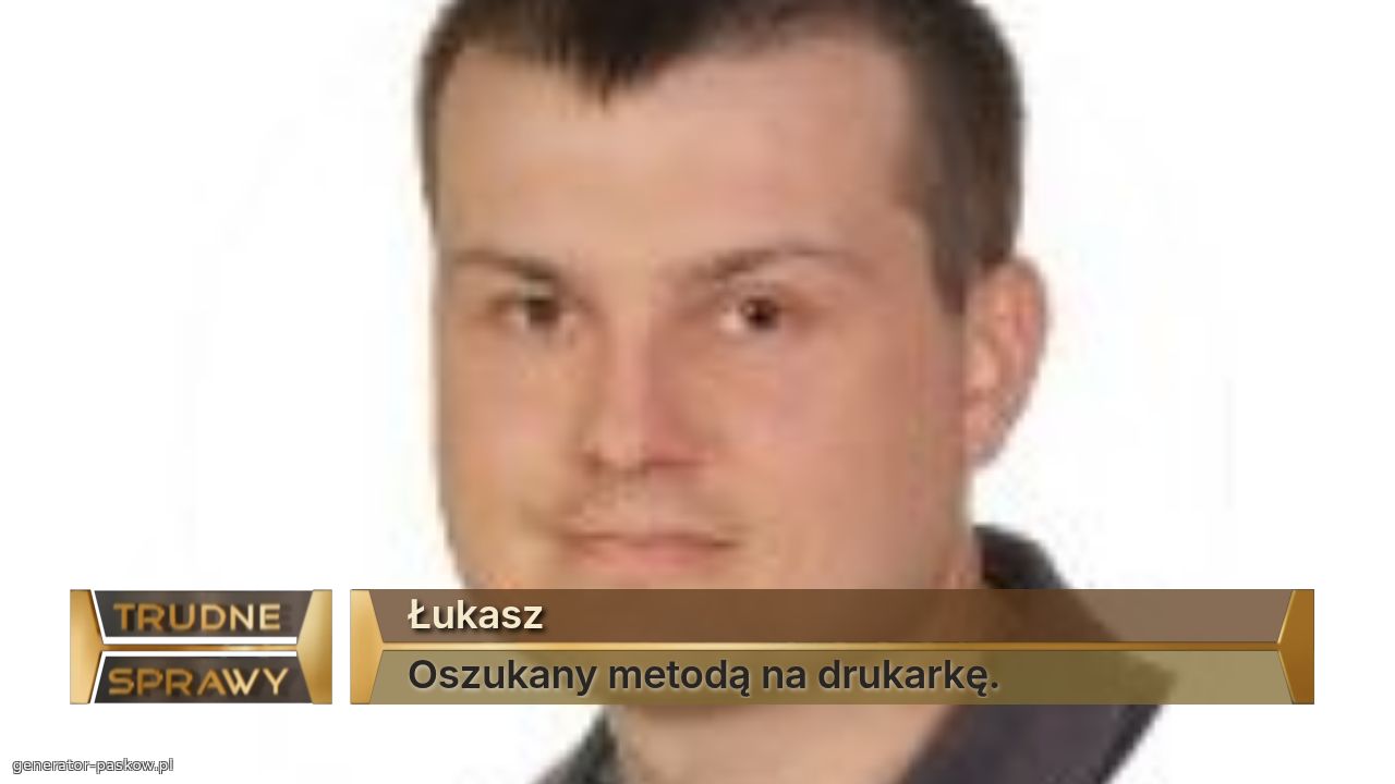 Łukasz
Oszukany metodą na drukarkę.