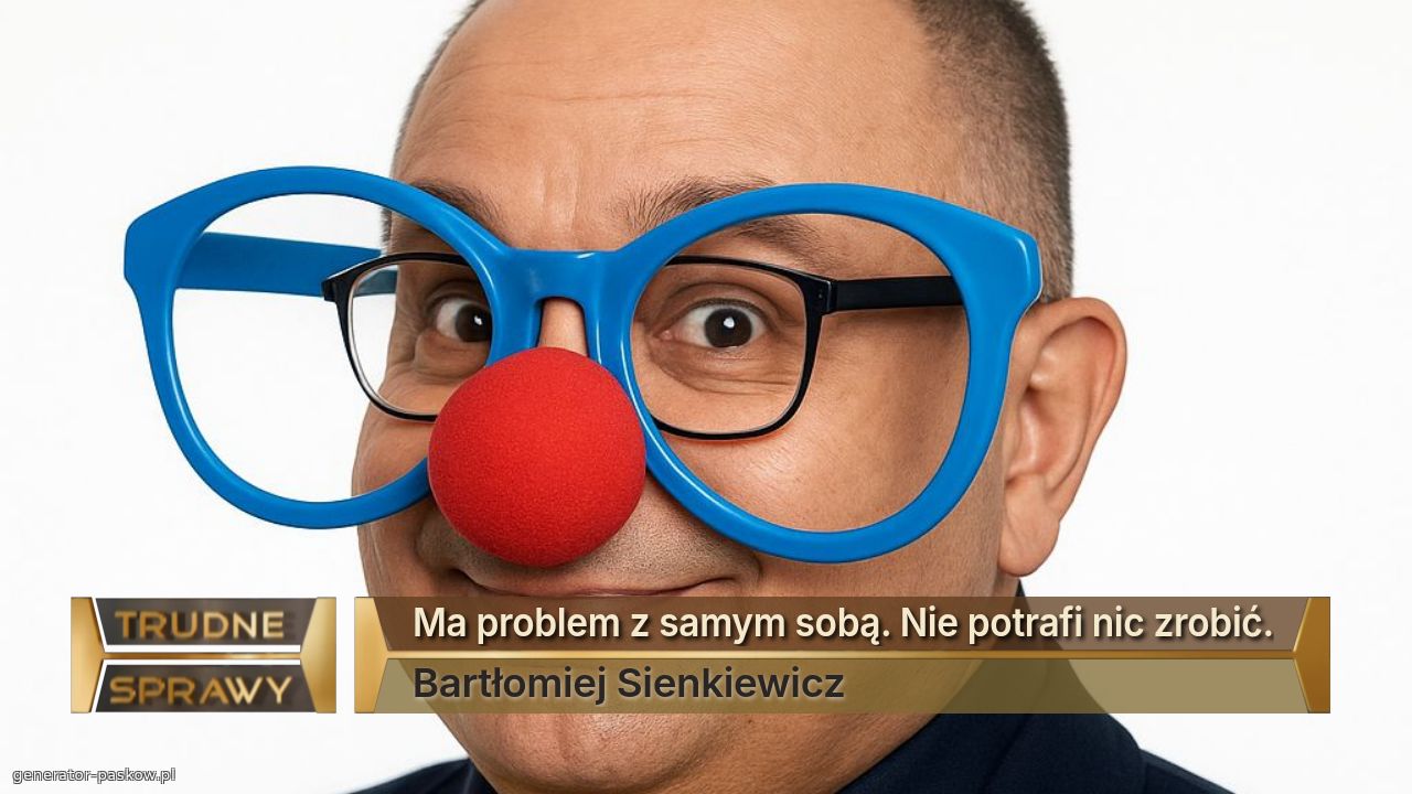 Ma problem z samym sobą. Nie potrafi nic zrobić.
Bartłomiej Sienkiewicz 