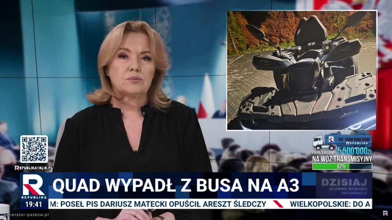 Quad wypadł z busa na a3