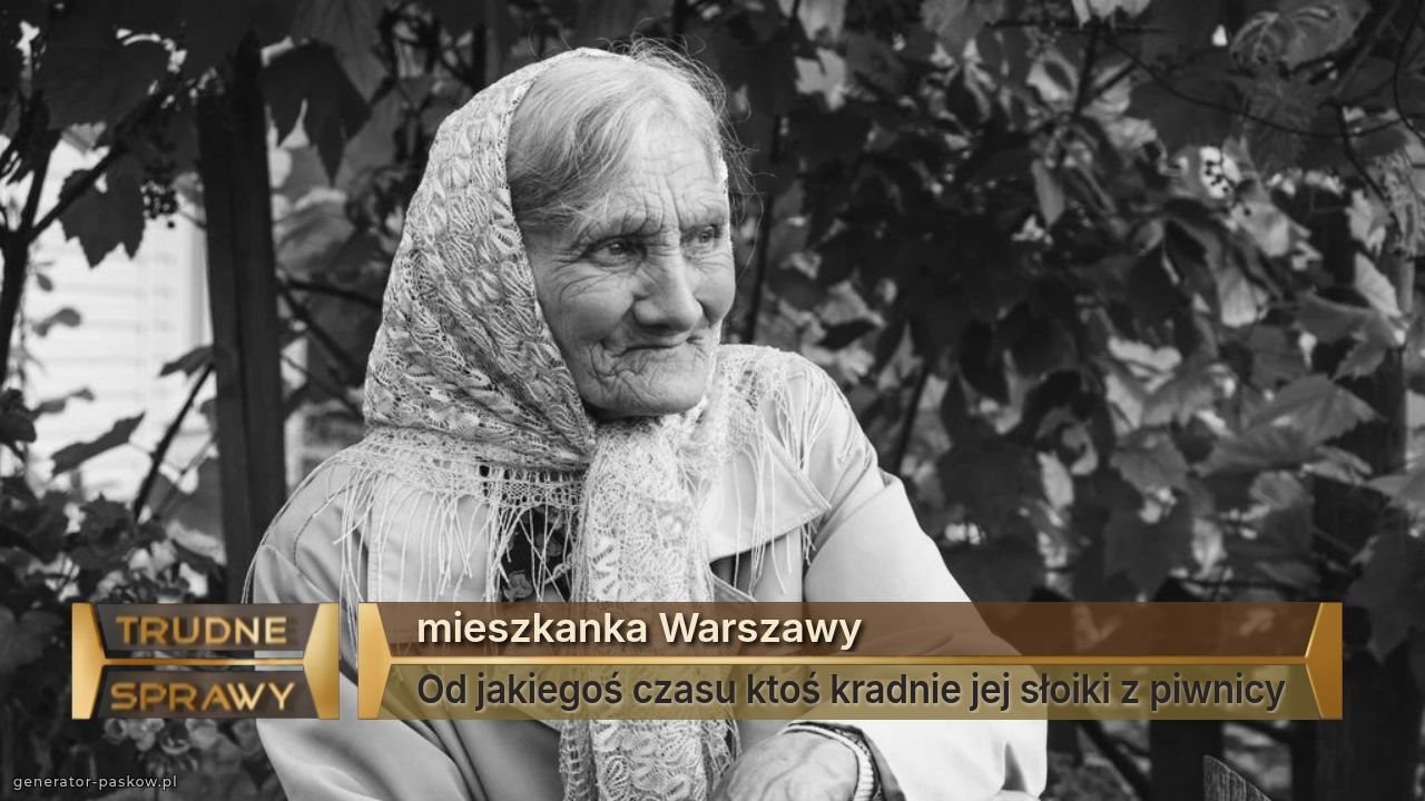 mieszkanka Warszawy
Od jakiegoś czasu ktoś kradnie jej słoiki z piwnicy
