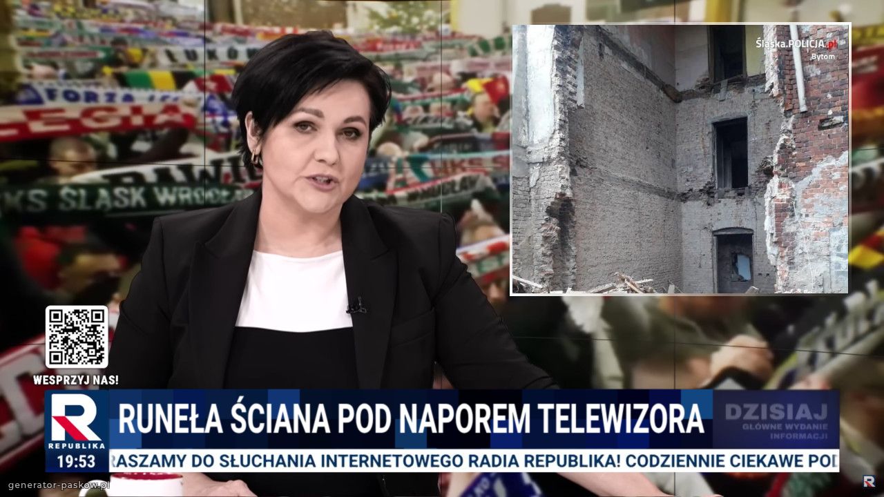 Runeła ściana pod naporem telewizora