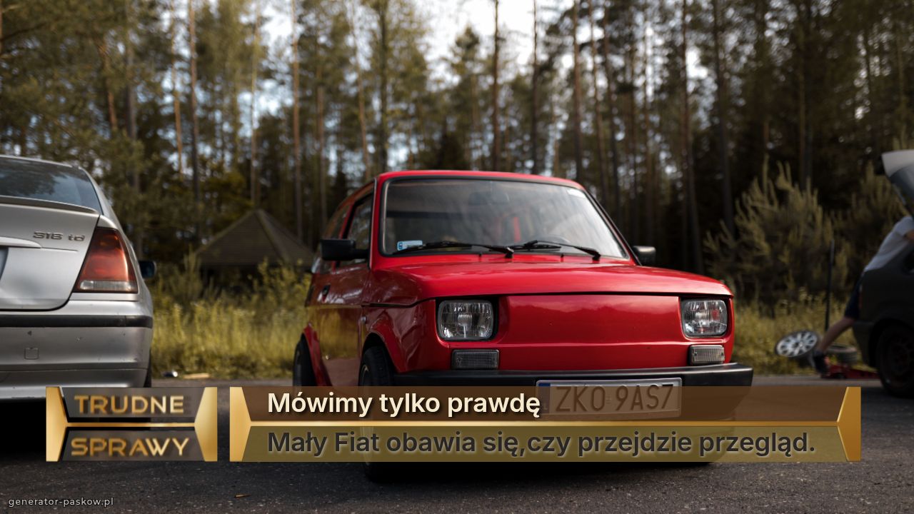 Mówimy tylko prawdę
Mały Fiat obawia się,czy przejdzie przegląd.