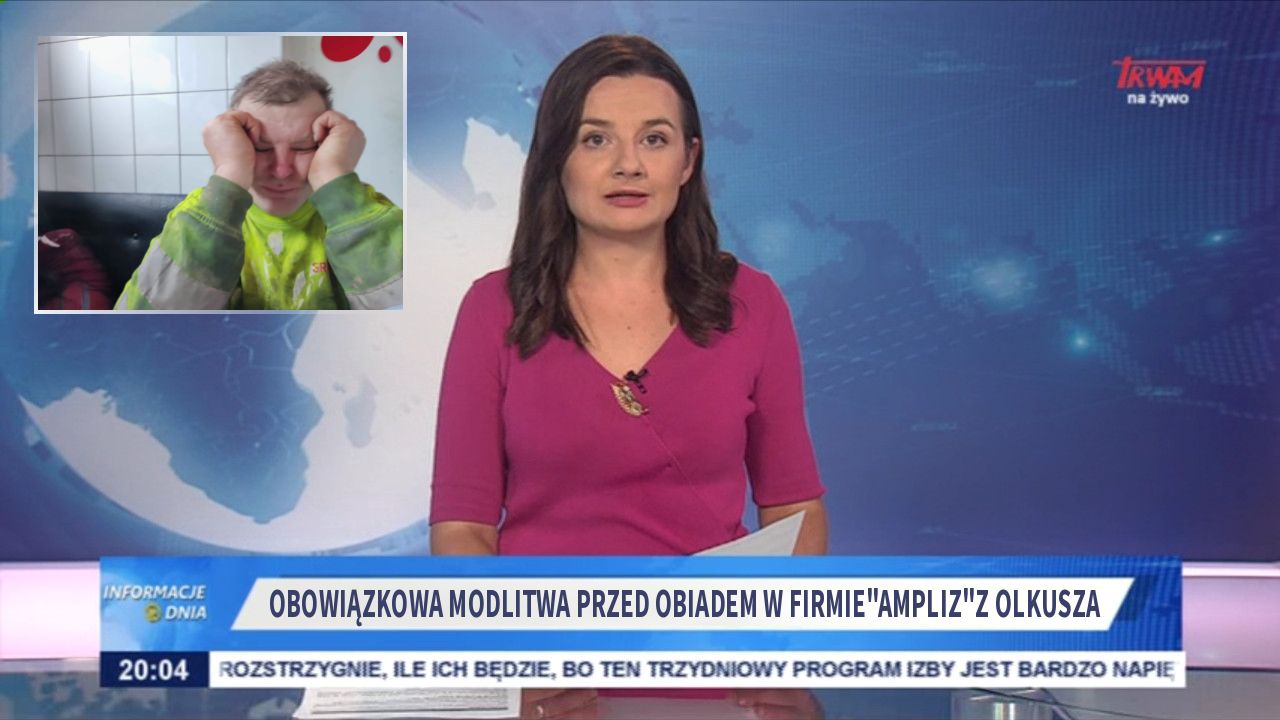 obowiązkowa modlitwa przed obiadem w firmie"ampliz"z olkusza