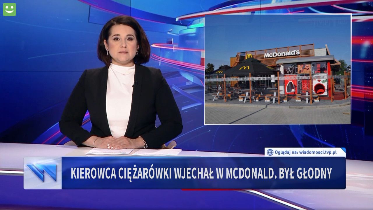 Kierowca ciężarówki wjechał w McDonald. Był głodny