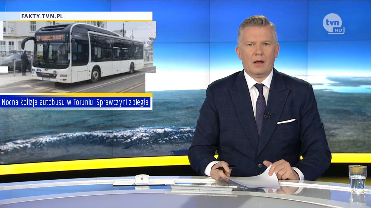 Nocna kolizja autobusu w Toruniu. Sprawczyni zbiegła