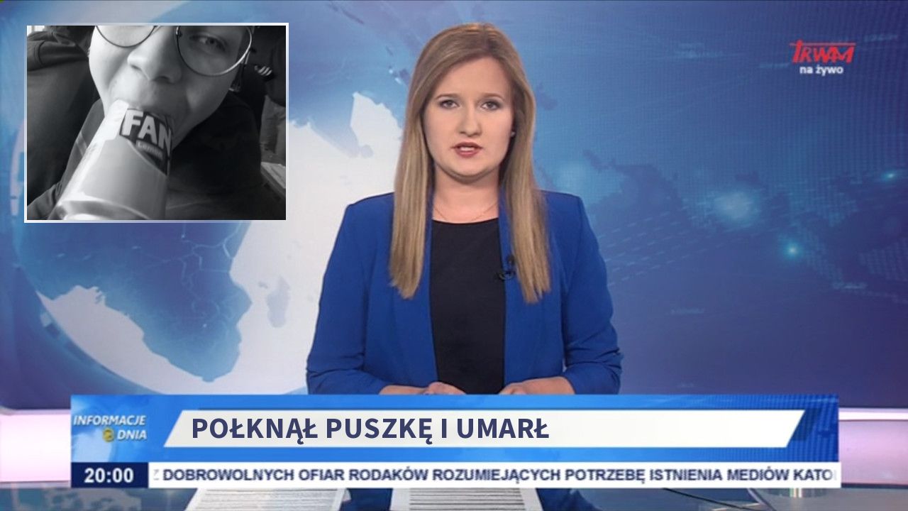 Połknął puszkę i umarł