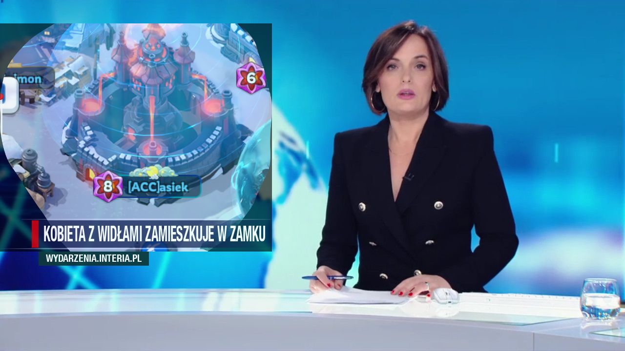 Kobieta z widłami zamieszkuje w zamku