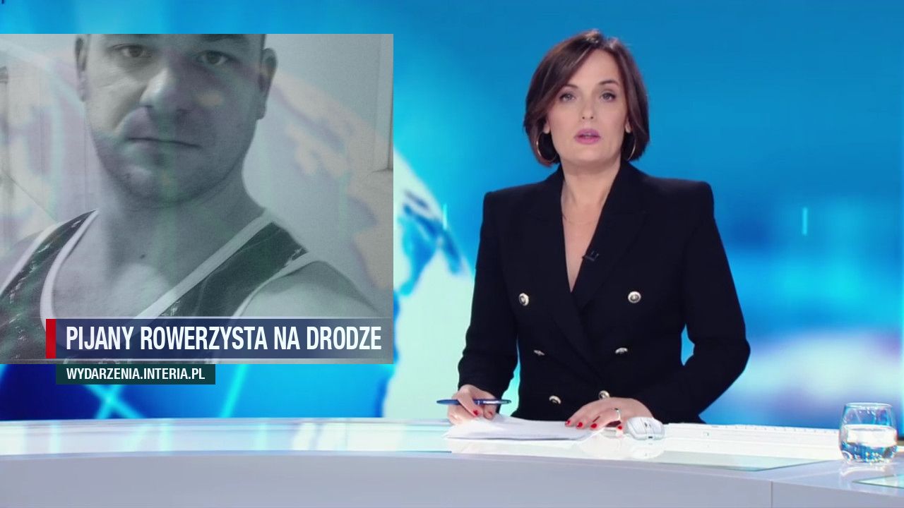 Pijany rowerzysta na drodze 