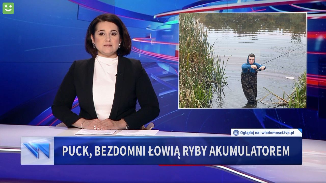 puck, bezdomni łowią ryby akumulatorem