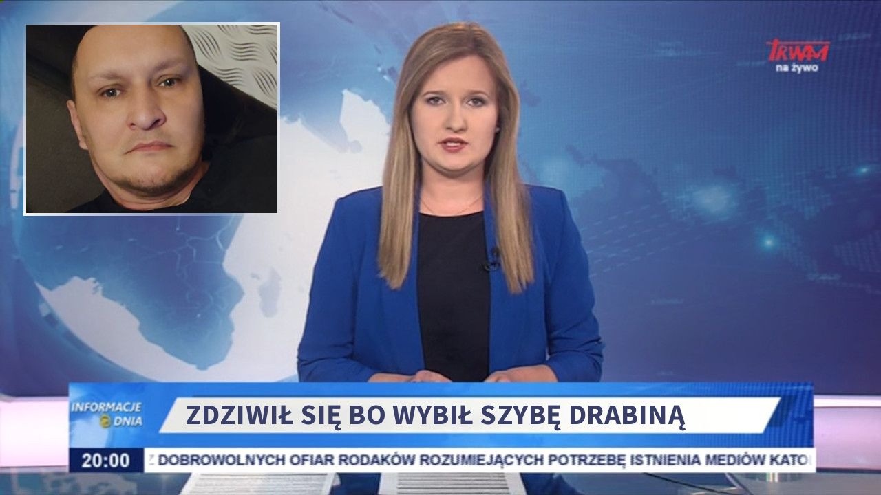 Zdziwił się bo wybił szybę drabiną