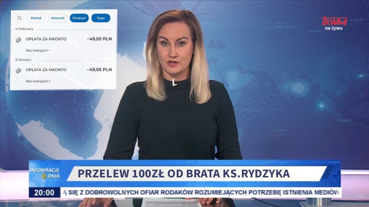 Przelew 100zł od brata ks.Rydzyka